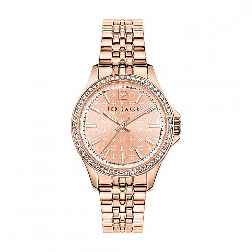 Silver Tone Dial Bracelet Crystals - Rose Gold-Tone
